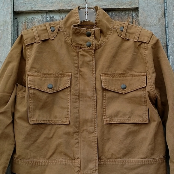 American eagle cropped tan denim jacket large - Picture 3 of 9